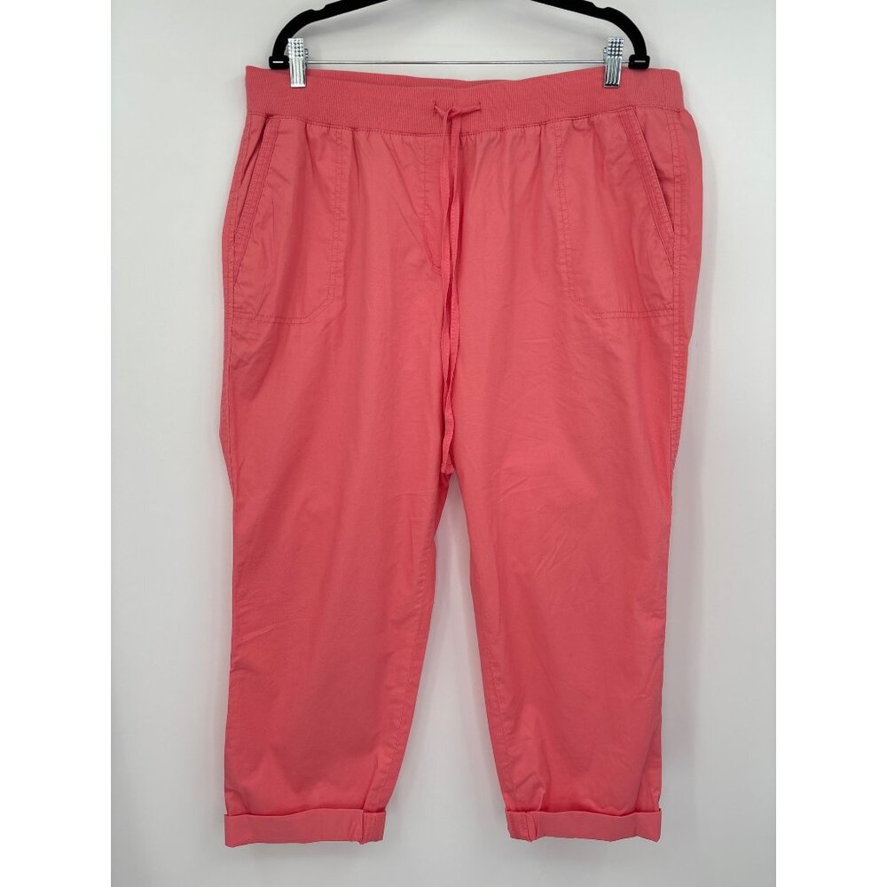 Talbots Cotton Drawstring Rolled Hem Casual Pant Coral Pink 16W